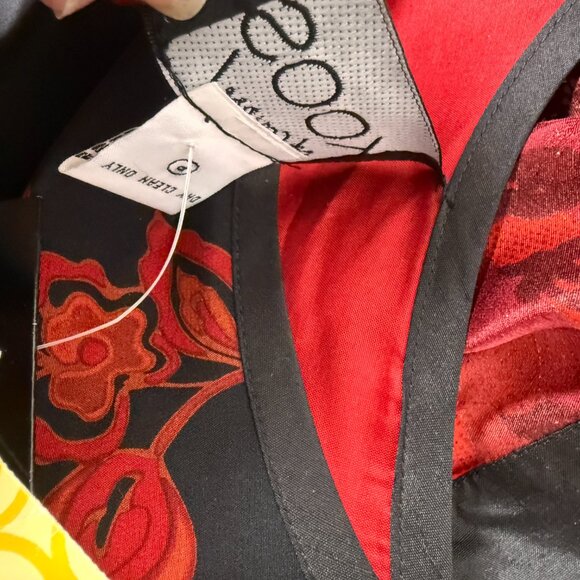 NWT Koos of Course! 2 pc Set Jacket Tank Top Large Red Black Floral 100% SILK - Picture 12 of 14